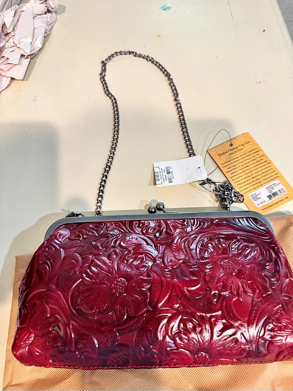 Patricia Nash Toasted Vintage Red Collection Frame Crossbody Frame Clutch